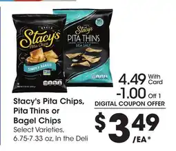 Ralphs Stacy's Pita Chips, Pita Thins or Bagel Chips offer