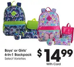 Ralphs Boys' or Girls' 6-In-1 Backpack offer