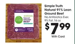 Ralphs Simple Truth Natural 91% Lean Ground Beef offer