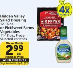 Vons Hidden Valley Salad Dressing 12-16 oz. or PictSweet Farms Vegetables 11-18 oz offer