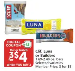 Vons Clif, Luna or Builders offer