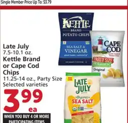 Vons Late July 7.5-10.1 oz. Kettle Brand or Cape Cod Chips 11.25-14 oz., Party Size offer