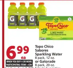 Vons Topo Chico Sabores Sparkling Water 8 pack, 12 oz. or Gatorade 8 pack, 20 oz offer