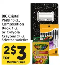 Vons BIC Cristal Pens 10 ct., Composition Book 1 ct. or Crayola Crayons 24 ct offer