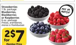 Vons Strawberries 1 lb. package Blueberries, Blackberries or Raspberries 6 oz. package offer