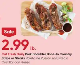Stater Bros Cut Fresh Daily Pork Shoulder Bone-In Country Strips or Steaks offer