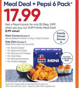 Stater Bros Meal Deal + Pepsi 6 Pack offer