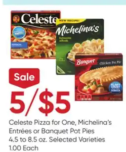 Stater Bros Celeste Pizza for One, Michelina's Entrées or Banquet Pot Pies offer