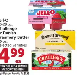 Albertsons Jell-O 25-29 oz. Challenge or Danish Creamery Butter 16 oz offer