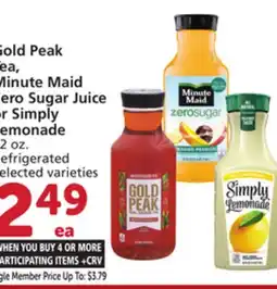Albertsons Gold Peak Tea, Minute Maid Zero Sugar Juice or Simply Lemonade offer