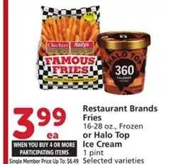 Albertsons Restaurant Brands Fries 16-28 oz., Frozen or Halo Top Ice Cream 1 pint offer