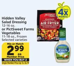 Albertsons Hidden Valley Salad Dressing 12-16 oz. or PictSweet Farms Vegetables 11-18 oz offer