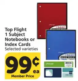 Albertsons Top Flight 1 Subject Notebooks or Index Cards offer