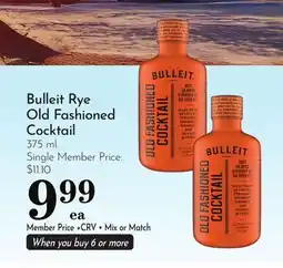 Pavilions Bulleit Rye Old Fashioned Cocktail offer