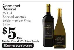 Pavilions Carmenet Reserve offer
