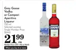 Pavilions Grey Goose Vodka or Campari Aperitivo Liqueur offer