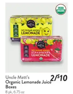 Fresh Thyme Uncle Matt's Organic Lemonade Juice Boxes offer