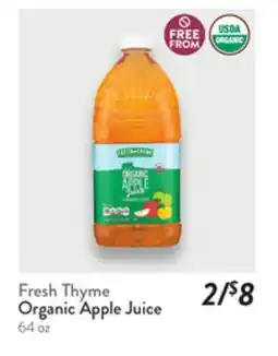 Fresh Thyme Fresh Thyme Organic Apple Juice offer