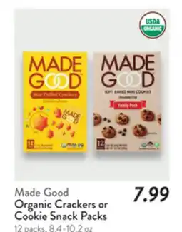Fresh Thyme Made Good Organic Crackers or Cookie Snack Packs offer