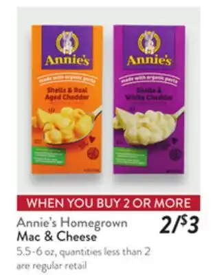 Fresh Thyme Annie's Homegrown Mac & Cheese offer