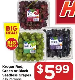 Food 4 Less Kroger Red, Green or Black Seedless Grapes offer
