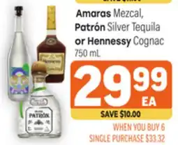 Tony’s Fresh Market Amaras Mezcal, Patrón Silver Tequila or Hennessy Cognac offer