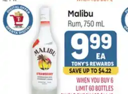 Tony’s Fresh Market Malibu Rum offer