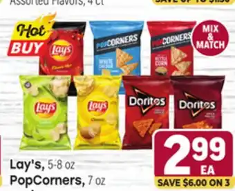 Tony’s Fresh Market Lay's, 5–8 oz PopCorners, 7 oz, Doritos, 7-10.75 oz offer