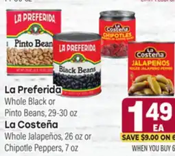 Tony’s Fresh Market La Preferida Whole Whole Black or Pinto Beans La Costeña Jalapeños offer