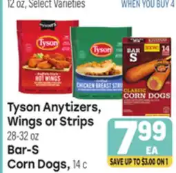 Tony’s Fresh Market Tyson Anytizers, Wings or Strips, 28-32oz Bar-S Corn Dogs, 14ct offer