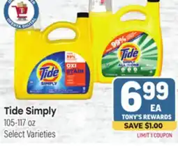 Tony’s Fresh Market Tide Simply offer
