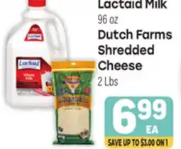 Tony’s Fresh Market Lactaid Milk, 96oz, Dutch Farms Shredded Cheese, 2 Lbs offer