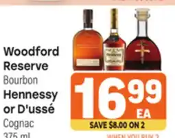 Tony’s Fresh Market Woodford Reserve Bourbon, Hennessy or D'ussé Cognac offer