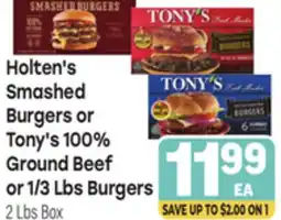 Tony’s Fresh Market Holten's Smashed Burgers or Tony's 100% Ground Beef or 1/3 Lbs Burgers offer