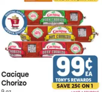 Tony’s Fresh Market Cacique Chorizo offer