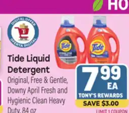 Tony’s Fresh Market Tide Liquid Detergent offer