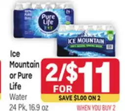 Tony’s Fresh Market Ice Mountain or Pure Life Water offer