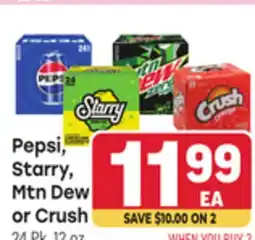 Tony’s Fresh Market Pepsi, Starry, Starry, Mtn Mtn Dew or Crush offer