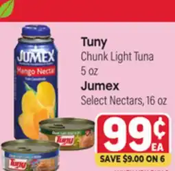 Tony’s Fresh Market Tuny Chunk Light Tuna, 5oz Jumex Select Nectars, 16oz offer