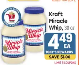 Tony’s Fresh Market Kraft Miracle Miracle Whip offer