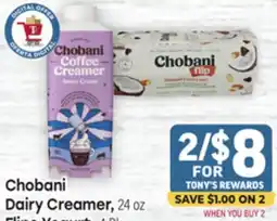 Tony’s Fresh Market Chobani Dairy Creamer, 24 oz, Flips Yogurt, 4 Pk offer