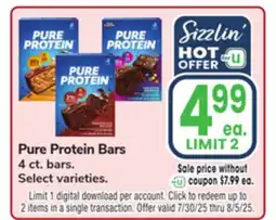 Jewel-Osco Pure Protein Bars offer