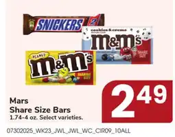 Jewel-Osco Mars Share Size Bars offer
