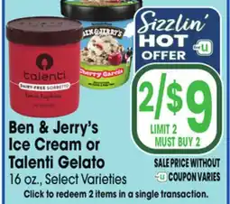 Jewel-Osco Ben & Jerry's Ice Cream or Talenti Gelato offer
