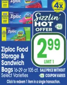 Jewel-Osco Ziploc Food Storage & Sandwich Bags offer