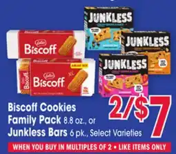 Jewel-Osco Biscoff Cookies Family Pack 8.8 oz., or Junkless Bars 6 pk offer