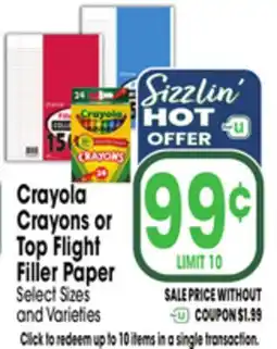 Jewel-Osco Crayola Crayons or Top Flight Filler Paper offer