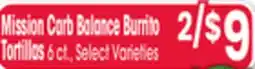 Jewel-Osco Mission Carb Balance Burrito Tortillas offer