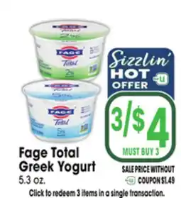 Jewel-Osco Fage Total Greek Yogurt offer