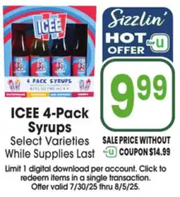 Jewel-Osco ICEE 4-Pack Syrups offer